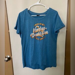 Harley‎ Davidson Women's Medium Blue Short Sleeve T-Shirt